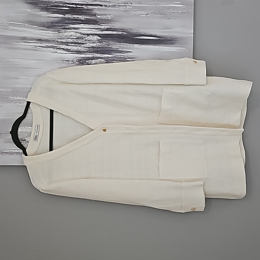 Zara Cream blazer Cotton/linen XL